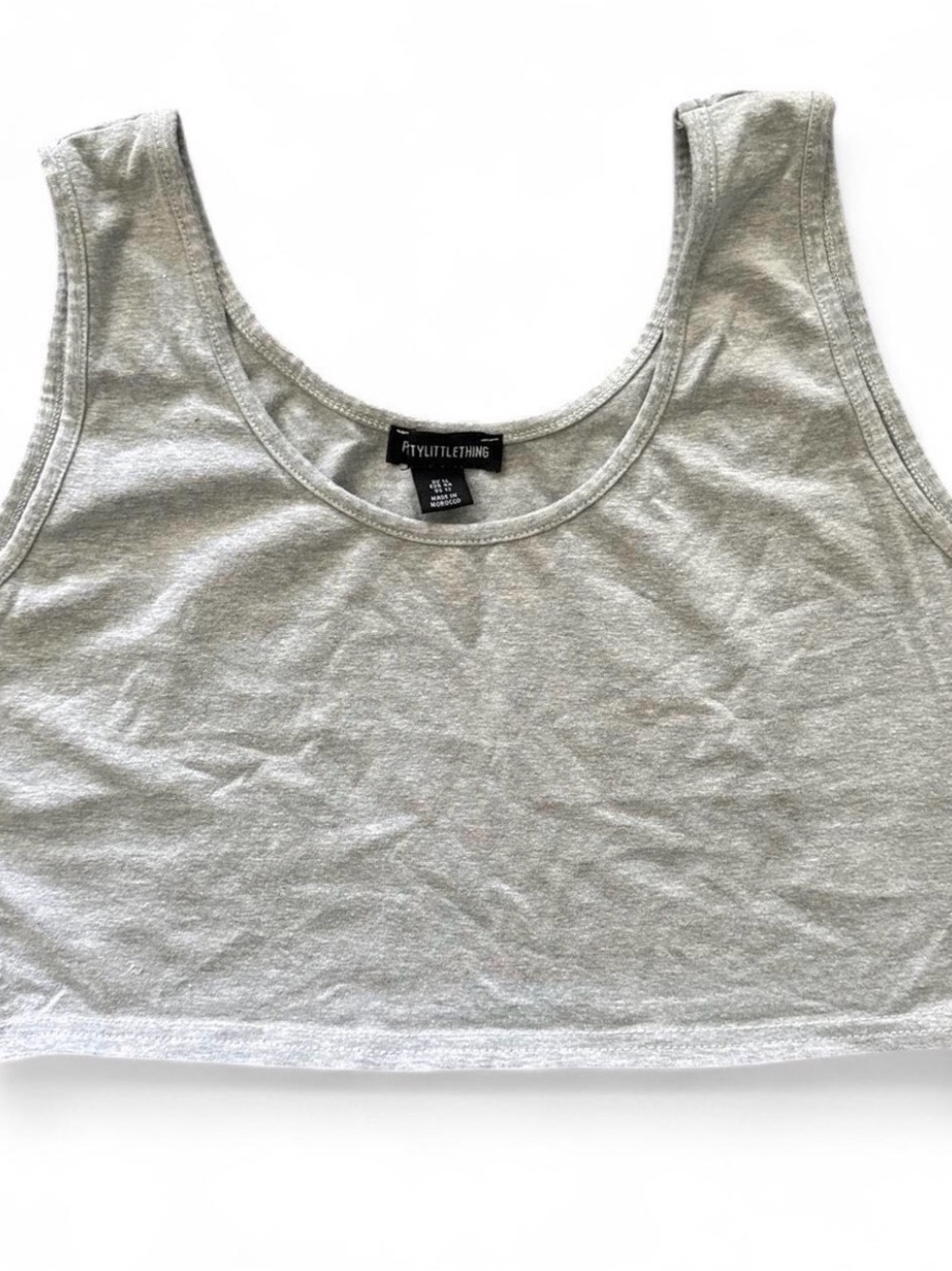 Prettylittlething Grey Crop Tank Top